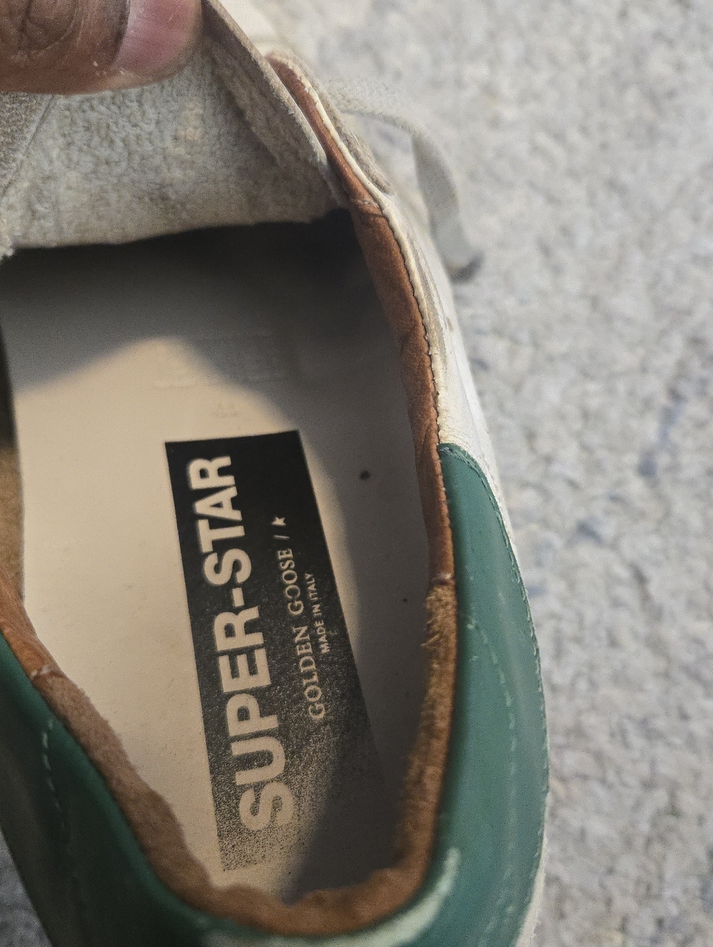 Golden Goose Super-Star Leather Low-Top Sneakers - White/Green 44, 10, 10.5 - Picture 14 of 16